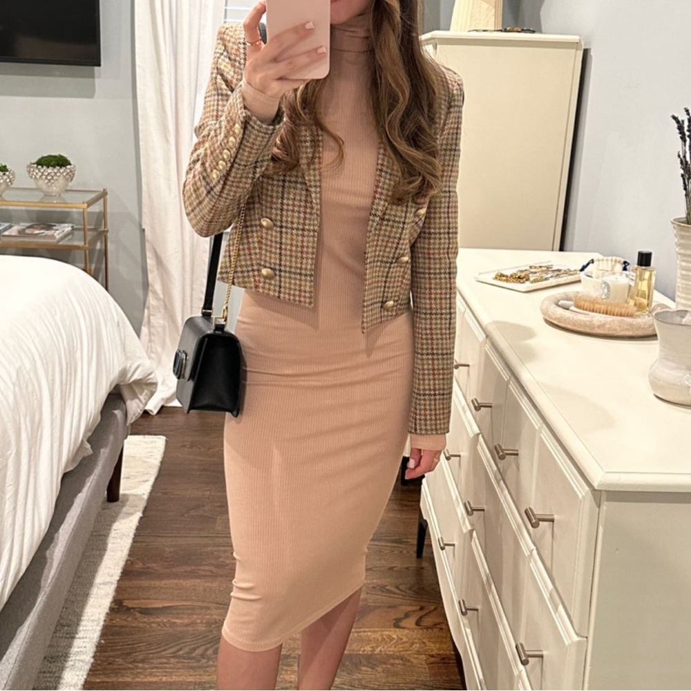 Enza Costa Silk Rib Turtleneck Midi Dress